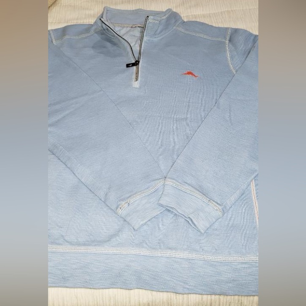 Tommy Bahama light blue half zip sweater